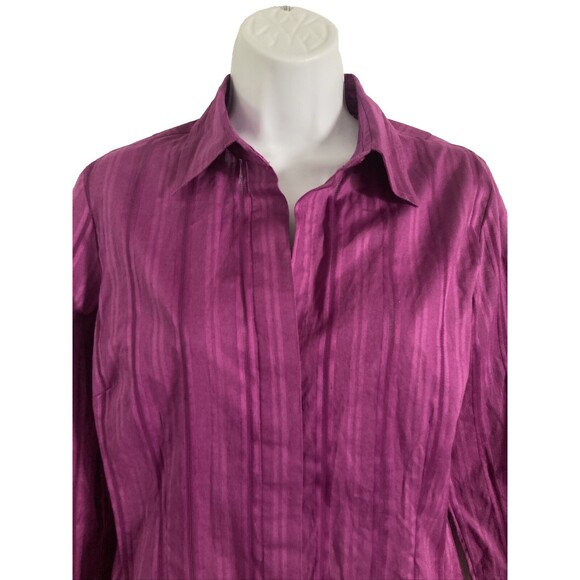 Moda International Y2K Purple Shirt Size PS Semi Sheer Long Sleeve Button-Up Top - Picture 3 of 10